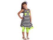 KidCuteTure Toddler Girl 2 Black White Green Rosette Sleeveless Tunic