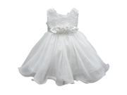 Baby Girls Ivory Rosette Bodice Wire Hem Flared Special Occasion Dress 18M