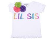 Reflectionz Baby Girls White Lil Sis Floral Ruffled Hem Top 18M