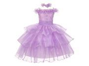The Rain Kids Little Girls Lilac Organza Off Shoulder Flower Girl Dress 4T