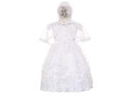 Rainkids Baby Girls White Embroidered Cape Hat Organza Dress Baptism Set 3M