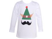 Little Boys White Green Mustache Santa Hat Applique Long Sleeve Shirt 5