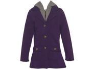 Littoe Potatoes Little Girls Purple Grey Hooded Zip Up Button Pea Coat 4