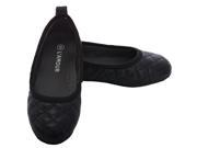 L Amour Girl 13 Black Quilted Stitch Ballet Flat Shoe