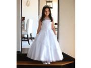 Angels Garment Big Girls White Detailed Mesh Communion Dress 10