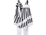 Isobella Chloe Little Girls White Vienna Stripe 2 Pcs Pant Outfit Set 5