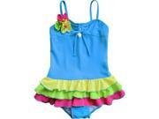 Isobella Chloe Little Girls Cobalt Blue Ruffle Flower 1 Pc Swimsuit 2T