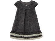 Isobella Chloe Little Girls Charcoal Boucle Cap Sleeve Dress 3T