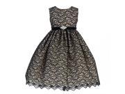 Crayon Kids Little Girls Taupe Black Lace Overlay Brooch Occasion Dress 3T