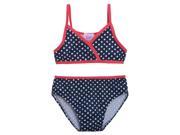Navy White Dot Red Trim 2 Pc Summer Swimsuit Baby Girl 24M