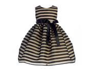 Crayon Kids Little Girls Taupe Black Stripe Ribbon Flower Girl Dress 3T