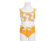 Little Girls Orange Multi Color Dot Boy Short 2pc Swimsuit 4