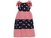 Good Lad Little Girls Navy Red Stripe Star Print Bow Patriotic Dress 5