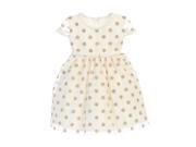 Sweet Kids Baby Girls Ivory Gold Polka Dotted Overlay Occasion Dress 18M