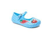 Little Girls Blue Strawberry Perforated Jelly Mary Jane Flats 8 Toddler