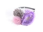 Reflectionz Girls Grey Pink Purple Flower Feather Accessory Hairband