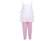 Girls 18M White Eyelet Lace Top Pink Stripe Capri 2pc Spring Outfit