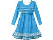 Isobella Chloe Little Girls Turquoise Lace Trim Ruffle Hem Dress 6X
