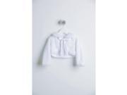 Little Girls White Faux Ribbon Long Sleeve Occasion Jacket 10
