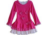 Isobella Chloe Little Girls Hot Pink Ruffle Drop waist Dress 4T