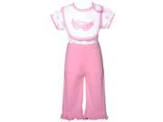 Mon Cheri White Pink Cutie Pie Bow 3 Pc Layette Bib Set Baby Girl 0 3M
