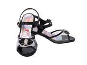 Black Patent Silver Sparkle Bow Sandal Shoe Toddler Girl 5