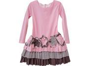 Isobella Chloe Little Girls Pink Flower Adorned Tiered Dress 6X