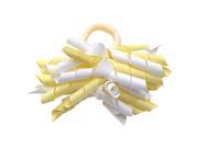 Yellow White Korker Ribbon Girls Ponytail Holder