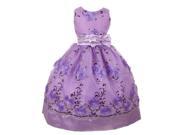 Big Girls Lilac Floral Sequin Bow Adorned Junior Bridesmaid Dress 10