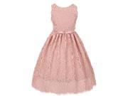 Chic Baby Big Girls Pink Floral Lace Sleeveless Special Occasion Dress 8