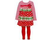 Bonnie Jean Baby Girls Red White Stripe Dotted Tiered Tunic Legging Set 24M