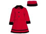 Good Lad Little Girls Red Black Single Breasted Hat A Line Winter Coat 6X