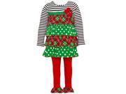 Bonnie Jean Little Girls Red Green Dotted Plaid Tiered Tunic Legging Set 5