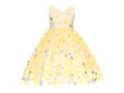 Chic Baby Little Girls Yellow Shiny Polka Dots Overlay Special Occasion Dress 6