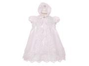 Baby Girls White Sequin Pearl Virgin Mary Embroidered Baptism Cape Dress 12M