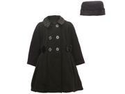 Good Lad Little Girls Black Side Bow Accent Hat Double Breasted Coat 5