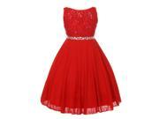 Big Girls Red Sparkle Sequin Lace Chiffon Occasion Dress 12