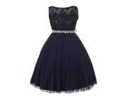 Little Girls Navy Sparkle Sequin Lace Chiffon Occasion Dress 2