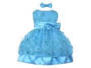 Baby Girls Turquoise Sequin Sleeveless Floral Embroidery Occasion Dress 24M