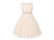 Big Girls Ivory Sparkle Sequin Lace Chiffon Junior Bridesmaid Dress 12