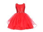 Little Girls Red Sparkle Sequin Organza Rhinestone Occasion Dress 6