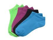 Everlast Girls Neon Blue Solid Color 7 Pair Low Cut Ankle Assorted Socks 6 8