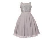 Little Girls Silver Sparkle Sequin Lace Chiffon Christmas Dress 6