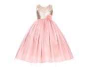 Little Girls Dusty Rose Corsage Sequin Shiny Tulle Flower Girl Dress 6