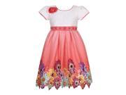 Richie House Little Girls Coral White Rhinestone Rosette Flower Girl Dress 4