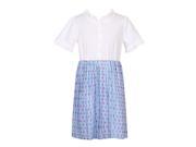 Richie House Girls Print Dress With Collar And Sleeve Frills 12