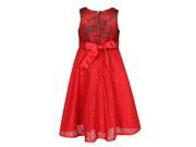Richie House Little Girls Red Lace Floral Adorned Flower Girl Dress 5