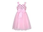 Richie House Little Girls Pink Glitter Sequin Bow Attached Flower Girl Dress 4