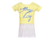 Richie House Big Girls Yellow Knit T Shirt with Lace Bottom 9