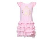 Richie House Little Girls Pink Cotton Knit Dress with Layered Bottoms 3 4